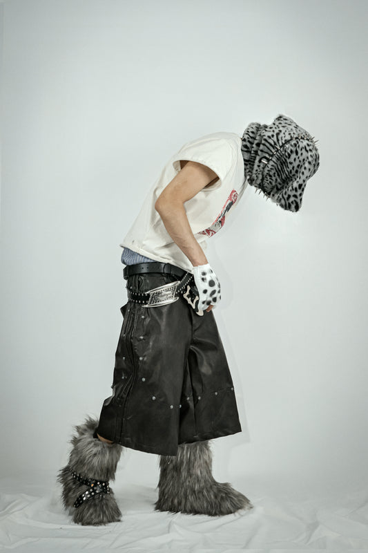 PU leather shorts
