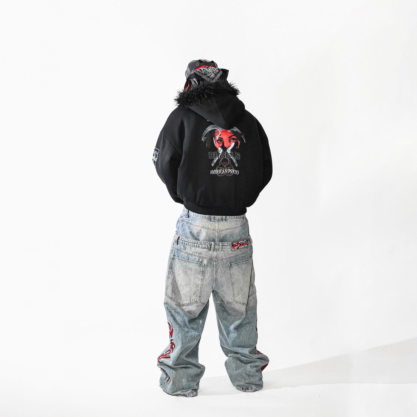 Graphic Faux Fur Hoodie