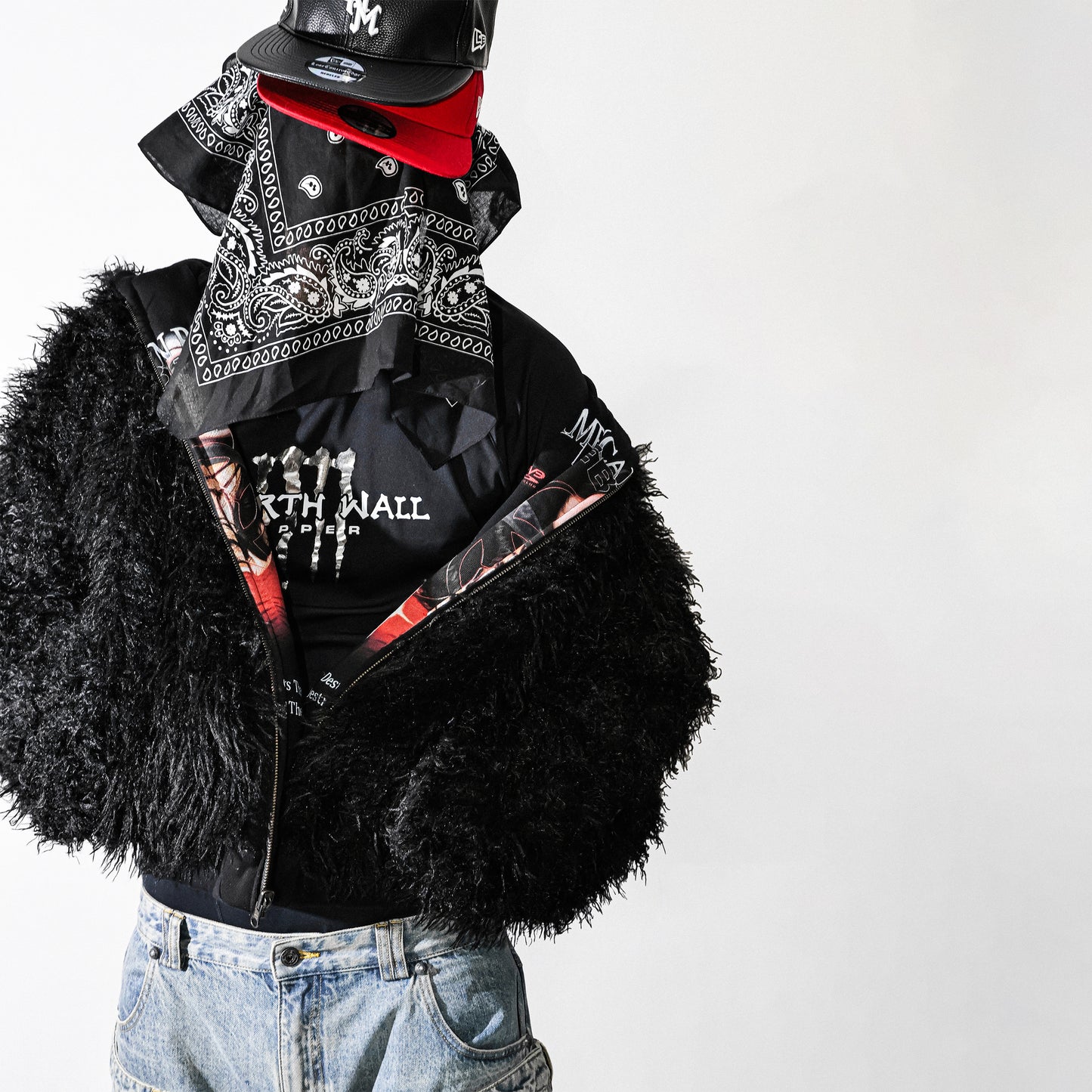 Graphic Faux Fur Hoodie