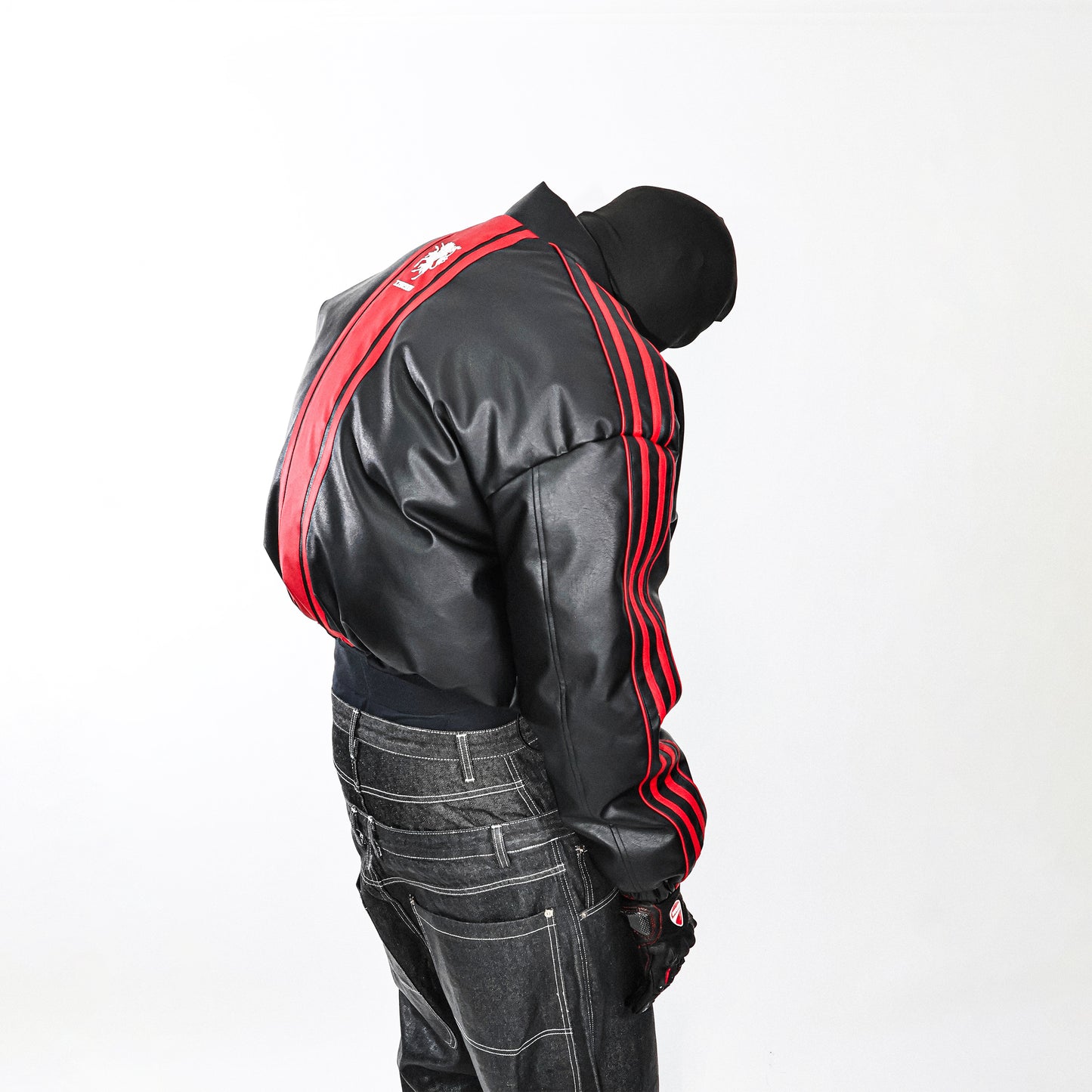 Racing stripe quilted cotton jacket