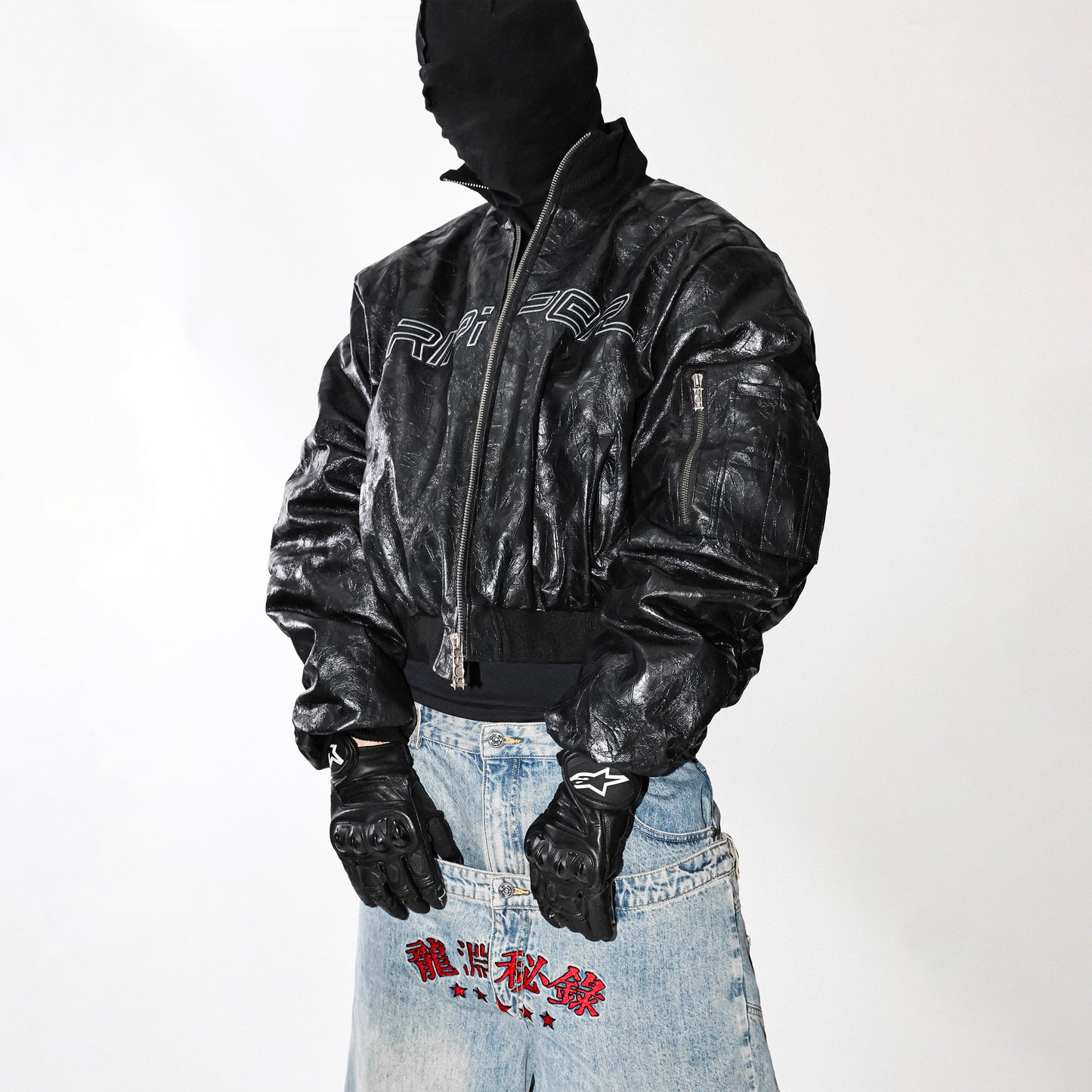 Crinkle Texture Bomber Jacket