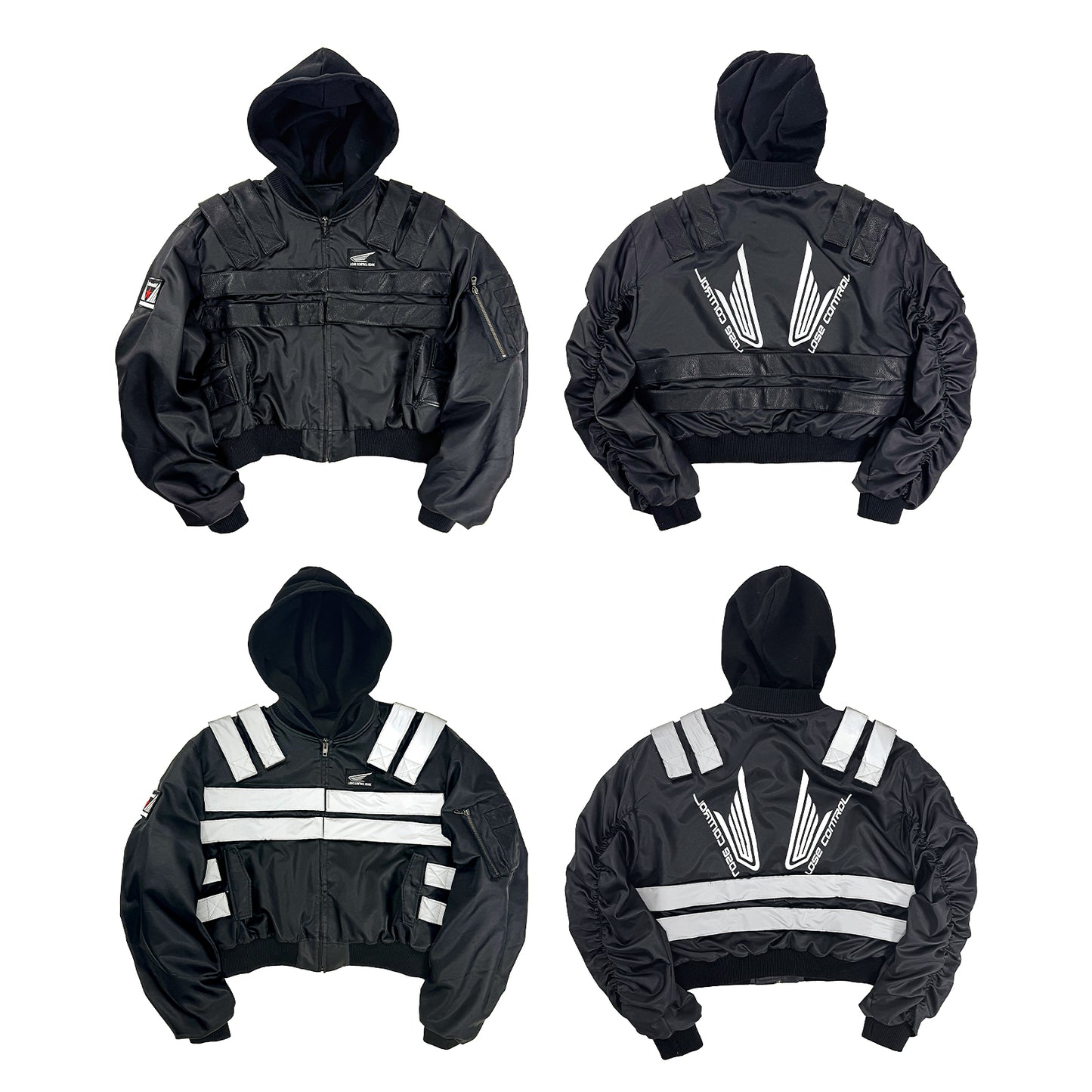 Replaceable-reflective-strip bomber jacket
