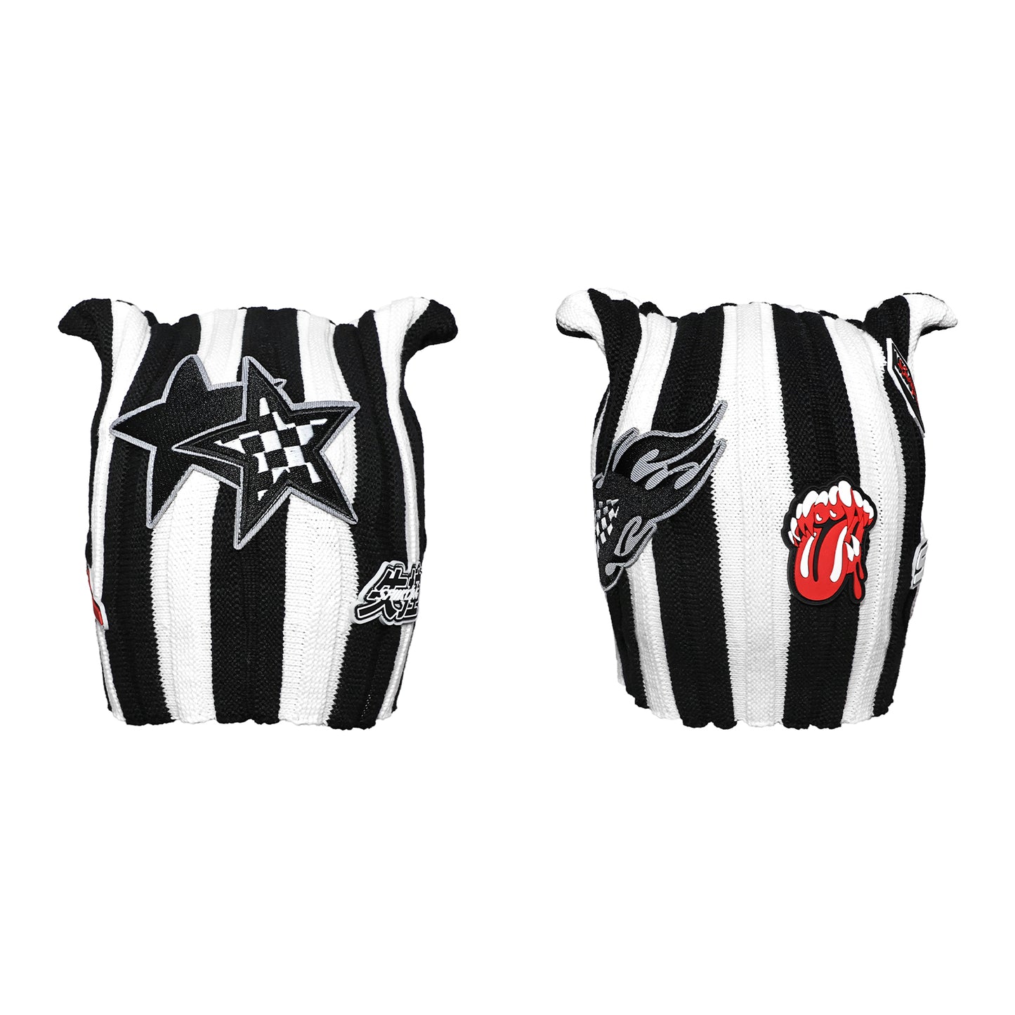 Devil Horns Striped Beanie