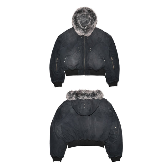 Fur Collar Dual-Sided Bomber Jacket