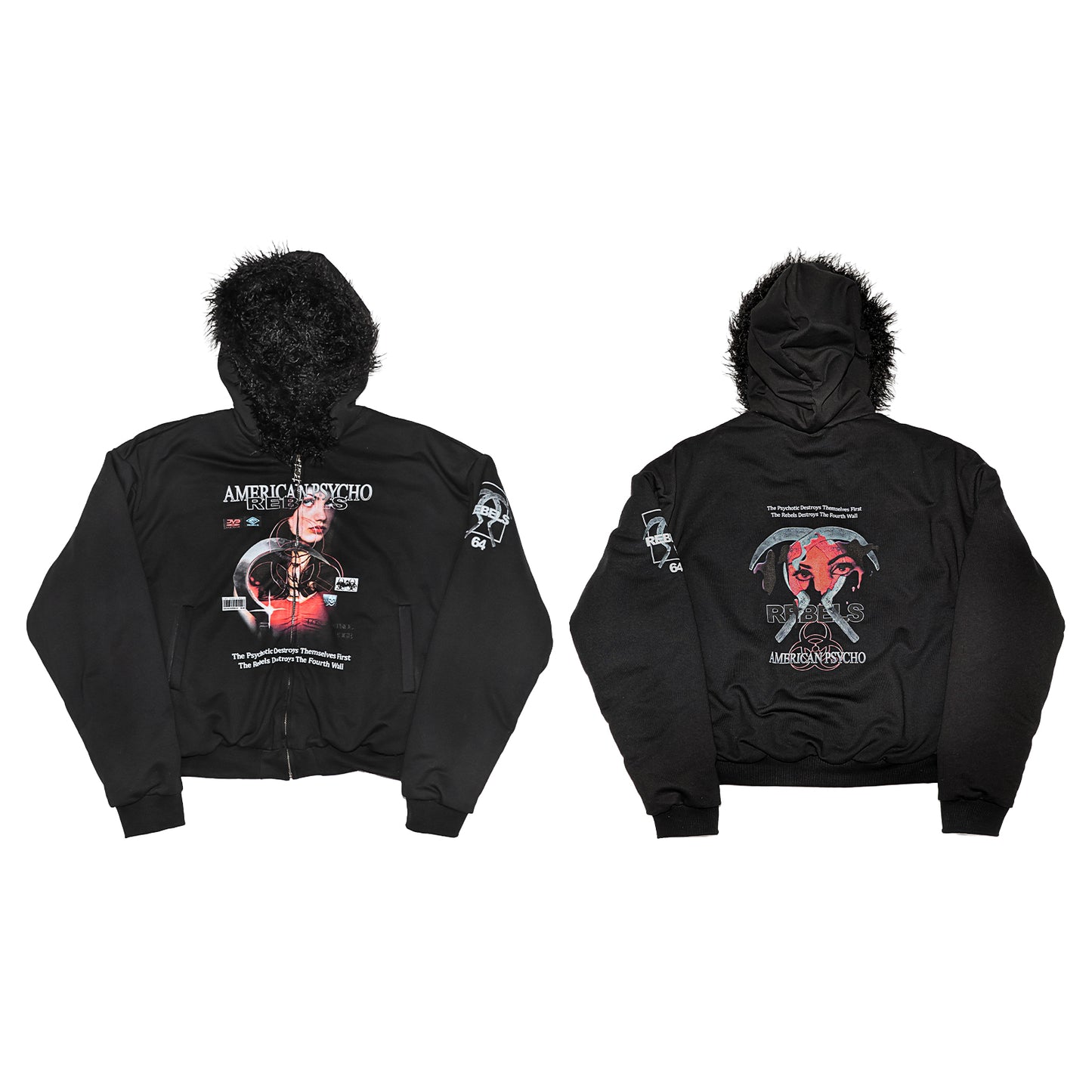 Graphic Faux Fur Hoodie