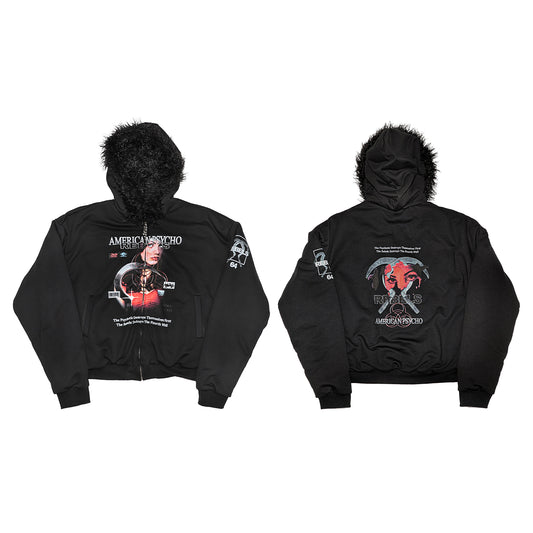 Graphic Faux Fur Hoodie