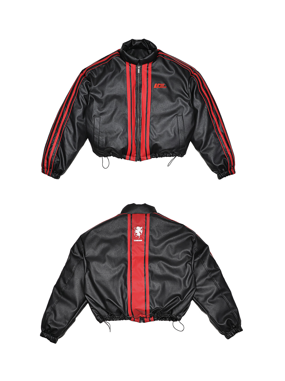 Racing stripe quilted cotton jacket